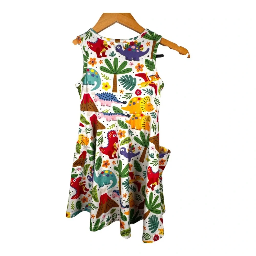 Marie Nicole Girls Dress Lot of 2‎ Sz Lg/4 Spring Summer Multicolor Rooster Dino